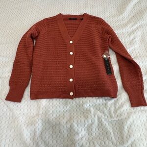 Cyrus Burnt Orange V-Neck Button Front Cardigan